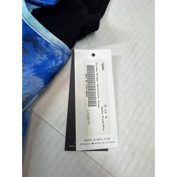 Sympli Womens Whisper Reversible Dress Front or Back Tie Blue Watercolor 4 NWT - Picture 5 of 8